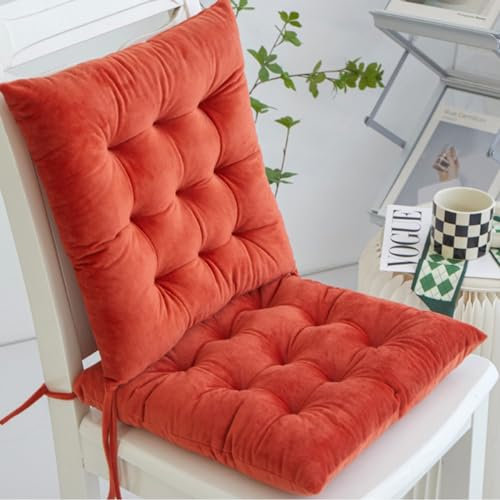 BaoTom 2er/4er Set Stuhlkissen 40 x 40cm Sitzkissen mit Bändern Einfarbige Auflagen für Stühle Kristall Samt Sitzkissen Weicher PP Baumwolle Bodenkissen Esszimmerstuhlkissen(A-Orange,2PC*40*40*7cm)