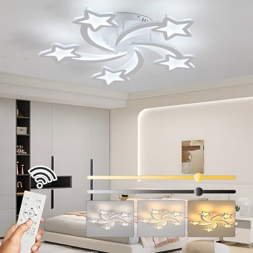ZAITINZ Deckenlampe Led,Kinderzimmer Lampe Decke 50W,Deckenleuchte Dimmbar 3000-6000K,Wohnzimmerlampe Modern mit Memory Funktion,5 Sterne Led Deckenleuchte,Deckenlampe weiß,68 * 68CM