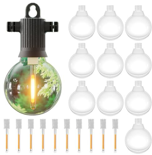 ZOTOYI 10 Lampadine + 10 Filamenti di Sostituzione per le Luci a Filo per esterno, LED 2700K Bianco Caldo, 10 Confezioni per S14, ST38, G40