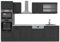 Vicco Küchenzeile R-Line, Anthrazit Landhaus/Anthrazit, 300 cm mit Hochschrank, AP Marmor