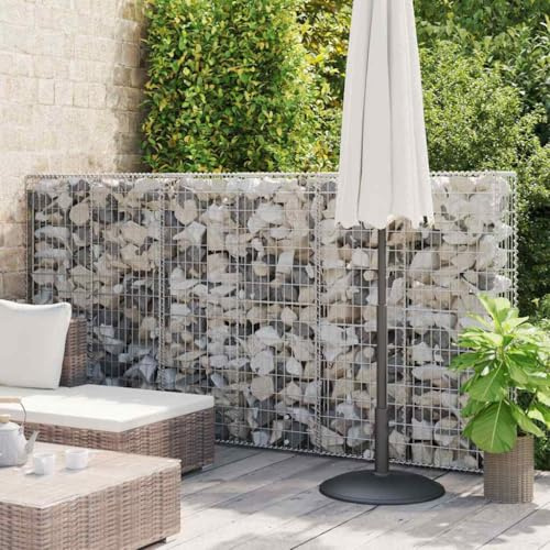 Myheimly Gabione,Steinkorb Steingabionen Drahtkorb Mauer Säule Wand, Drahtkorb für Außenbereich, Gabionenkorb Steingabione, Verzinktes Eisen Gabione 100 x 20 x 150 cm