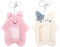 oruola Lot de 2 Porte-Cartes Photo en Peluche, Porte-Cartes Photo Kpop en Peluche avec Porte-clés, Porte-Carte Photos Kpop pour Filles, étui à Cartes Kawaii avec Chat Blanc et Lapin Rose