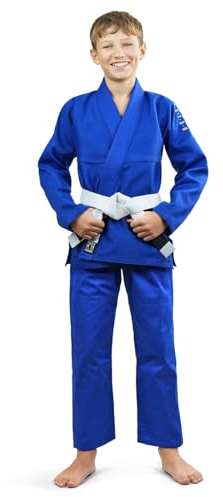 Ground Game Kids BJJ GI Kinder Spartan Blau | K1| Jiu Jitsu Anzug Kimono Sportanzug Kampfsport