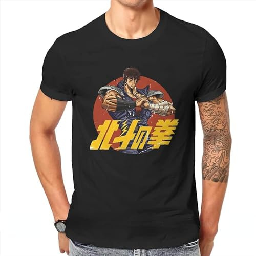 Anime Shirt Fist of The North Star Manga HOKUTO NO Ken Tshirt Harajuku Japan Cartoon Graphic Tshirts Teenager Men Tees (Medium)