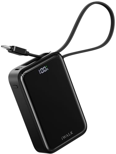 iWALK Portable Charger,10000mAh 45W PD Power Bank with Built-In USB-C Cable,Fast Charging Battery Pack LED Display compatible with iPhone 17 Pro Max/16/15 Series,iPad,Samsung S25 MacBook and More