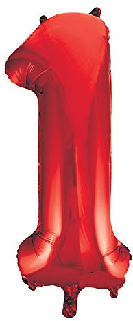 Red Number 1 Shaped Large Foil Balloon (86cm) 1 Piece - Perfect for Birthday Parties and Special Events