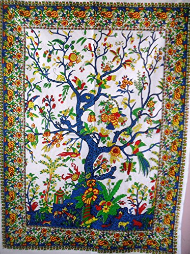 Traditionnel Jaipur Jungle Poster, Indien, Tapisserie, Arbre de Vie Décoration Murale à Suspendre, Hippie Poster, décoration de Dortoir Boho, Bohême Décoration Murale