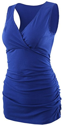 ZUMIY Top de Maternité, T-Shirt de Grossesse Haut d'allaitement Brassière Maternité Tee- Femme (S, Blue)