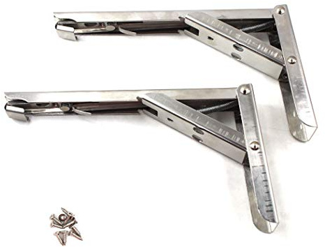 8 inch Stainless Steel Heavy Duty Folding Shelf Bracket Corner Brace, for Kitchen,Bathroom,Bookshelves,Beds and Other Furniture,Load: 132lb/60KG, Short Release Arm