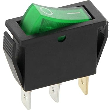 CABLEPELADO Wippschalter, 3-Wege-Schalter, Wippschalter, 3-polig, Ein-/Ausschalter, zweipoliger Schalter, 16 A, 250 VAC, 20 A, 125 VAC, grünes Licht