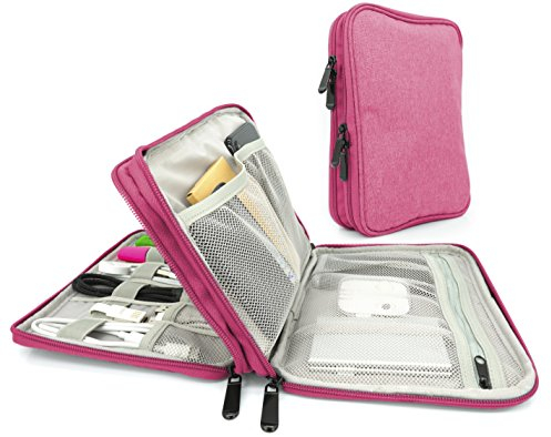 MyGadget Organizer Cavi da Viaggio - Astuccio Universale per Accessori Elettronici - Organizzatore Porta Hard Disk | Memory | SD Cards Powerbank - Rosa