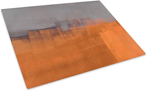Retro Grey Orange Glass Chopping Board Kitchen Worktop Saver Protector