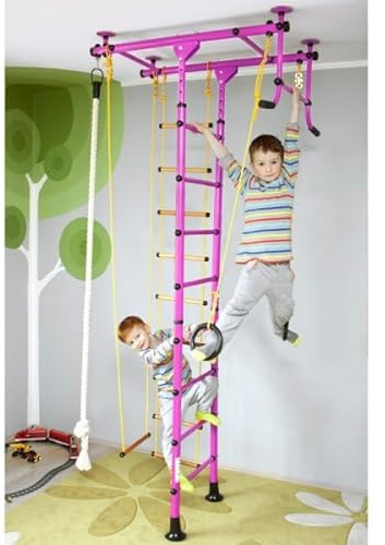 NiroSport Espalier Suédois M1 Espalier de Gymnastique Mur de Gymnastique Espalier d'enfants Rose Hauteur 220-290 cm