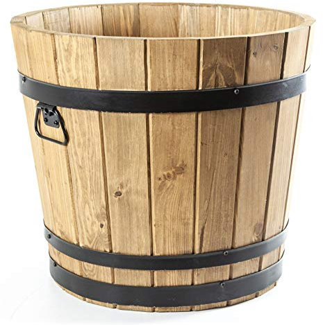 HolzFee Pflanzkübel Kiefer Rustikal Eiche Ø 50 x H 45 cm