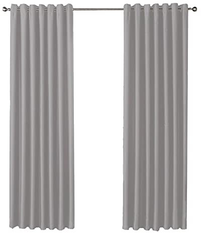 Olivia Rocco Blackout Eyelet Curtains Black Out Thermal Ring Top Curtain Pair Window Treatment Living Room Bedroom, 66 (Width) x 90 (Drop) Silver