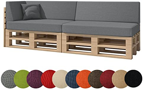 chilly pilley Palettenkissen Gartenkissen Palettenauflage Palettenpolster Indoor Outdoor Waschbar Abnehmbar Sitzkissen Rückenkissen (6er Set, Silber)