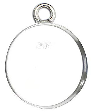 Plata de ley 925 de 16 mm/25 mm, base de colgante redonda, cabujón, bandejas biseles para hacer collares y joyas, 16mm round, Plata de ley