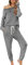Zilcremo Damen Zweiteiliger Schlafanzug Set Baumwolle Langarm Nachtwäsche Sleepwear und Pyjamahose Lounge Sets Hellgrau L