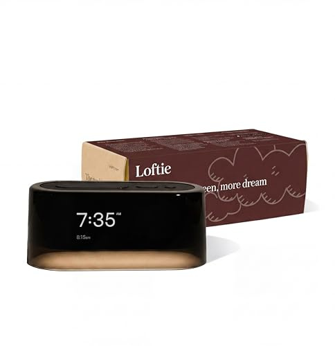 Loftie Wecker,Bluetooth Smart Clock mit Lautsprecher für individuelle Alarme, Wellness-Inhalt, weißes Rauschen und Naturgeräusche,Smart Wecker mit eingebautem verstellbarem Nachtlicht,(Schwarz oben)