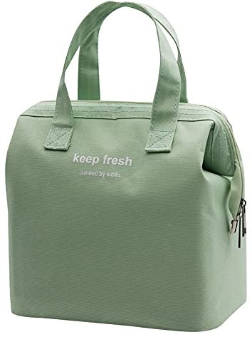 Mziart Insulated Lunch Bag Simple Bento Cooler Bag Lunch Tote Bag for Lunch Box for Women Men Adult Picnic Working Hiking Beach (Light Green)