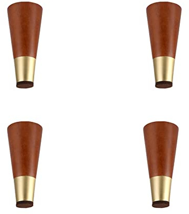 CWYP-038 MöBelbeine Massivholz Sofabeine Eiche Tischbeine mit Gold Messing Abdeckung Konisch Ersatz SchrankfüßE Gerade/Schräger FüR StüHle Bank Couchtisch Nachttisch,4 Stück (8cm,Gerade Füße)