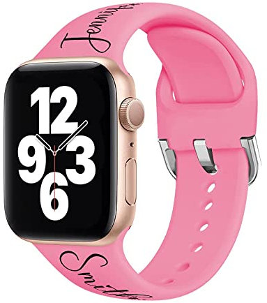 Nombre personalizado compatible con correa compatible con Apple Watch 38mm 38sm 42mm 42sm, para mujeres y hombres, correa de muñeca deportiva de silicona suave para iWatch Series 7/6/5/4/3/2/1
