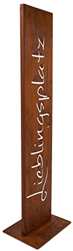 Rostikal Gartenschild „Lieblingsplatz“ 100 cm – Edelrost Stele aus Metall für Garten & Eingang – Rostdeko Schild für Terrasse, Haustüre & Gartenn