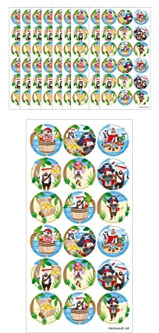Henbrandt 25mm Pirat Aufkleber, Groß Pirat Sticker, 180 Stück, Piraten Sticker Gastgeschenke für Jungen und Mädchen, Kindergeburtstag, Lehrer, Schule, Belohnung, Sammelalbum