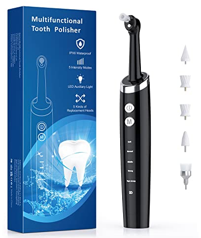 Tooth Polisher, Heartyfly Multifunctional Teeth Whitening Kit for Polish Plaque Removal Remover, Used with Regular Toothpaste/Whitening Toothpaste Better Effect, USB Charging, 6 Piece Set