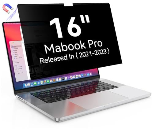 Magnetic Privacy Screen Protector Compatible with MacBook Pro 16 Inch (2021-2024, M1, M2, M3, M4), Removable Anti Spy Blue Light Glare Laptop Privacy Filter