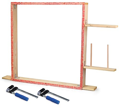 JTVTW Tufting-Rahmen für elektrische Teppich-Tufting-Maschine, Holz mit Klemmen (90 x 90 cm)