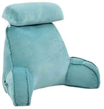 DSXH Soft Bed Rest Reading Pillow With Neck/Arm Support, Shredded Memory Foam Bed Rest Pillow Back Lumbar Support Cushion For Reading Watching TV Gaming (Blue)