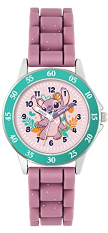 DISNEY Lilo and Stitch Ange LAS9014 Montre d'apprentissage de l'heure, rose, rose, Sangle