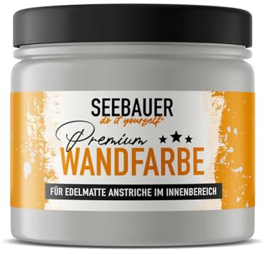 SEEBAUER diy Wandfarbe Grau 300ML für Innen (No. 229 Fossil Sense) Edelmatte hellgraue Innenfarbe - Grautöne sehr hohe Deckkraft - Matt, Abwaschbar und Tropffrei