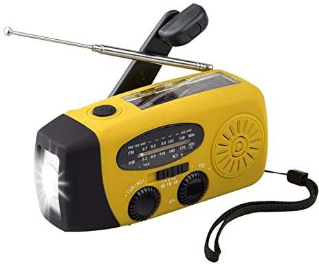 Generador de manivela Linterna con cargador de emergencia 3 en 1, generador de manivela manual, cargador de Radio FM/AM alimentado por dínamo Solar, linterna LED Estación de energía portátil Fuente de
