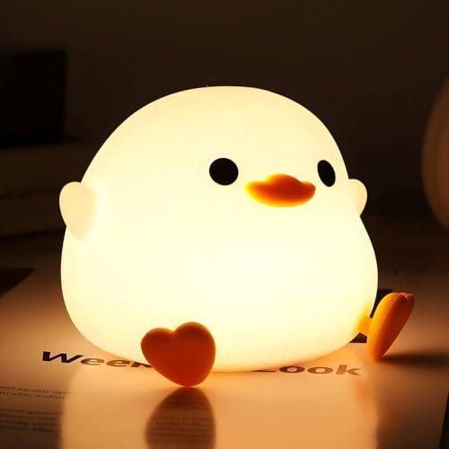 Daixinde Dodo Duck Night Light, Cute Duck Lamp, Rechargeable Dimmable Nightlight, Silicone LED Bedside Lamp Nursery Nightlight with 20 Minutes Timer and Touch-Sensitive for Bedrooms, Living Room