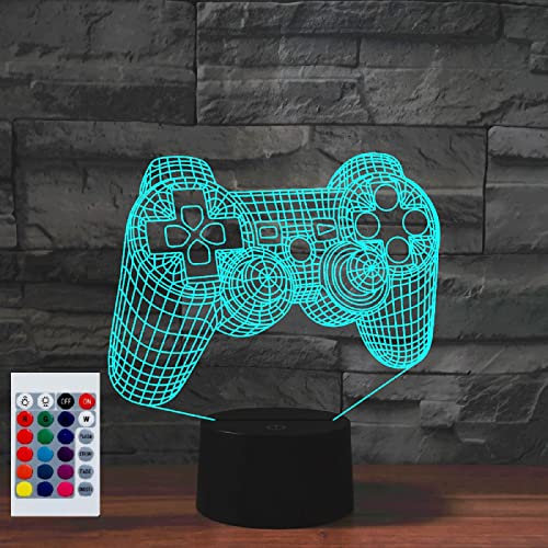 SUPERHONGJIHAO Luce notturna per bambini Gamepad 3D Lampada a LED con telecomando 16 colori che cambiano colore regalo di compleanno per bambini