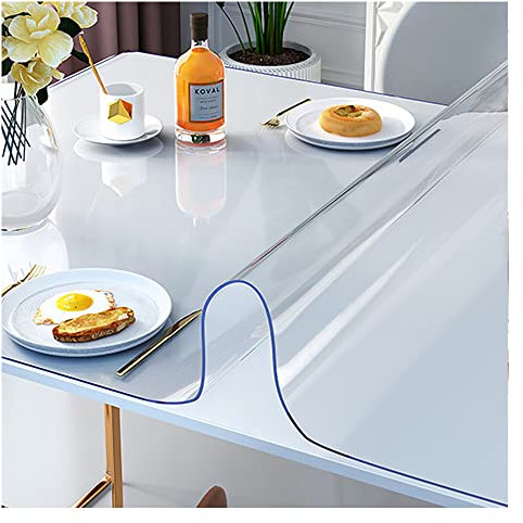 Protector de mesa de PVC transparente de 2 mm, lavable, impermeable, para el hogar, cocina, 80 x 120 cm (transparente, 80 x 120 cm)
