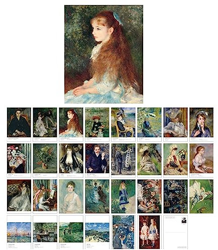 30 Pieces 1 Set de Peint à l'huile Cartes Postales Vintage Européen Classique Message Cards carte de Voeux Vierge Carte Décorative 《Renoir Girl Elaines》