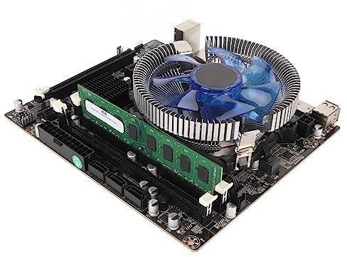 AMONIDA Set Scheda Madre, Set Scheda Madre CPU PC 4 GB di Memoria HM55 M ATX con Ventola di Raffreddamento per PC