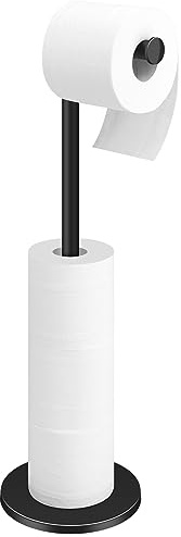TACGEA Support de Papier Toilette, Support de Rouleau de Papier Toilette en Acier Inoxydable, Support autoportant, Rangement pour 4 Rouleaux de Papier, Noir Mat