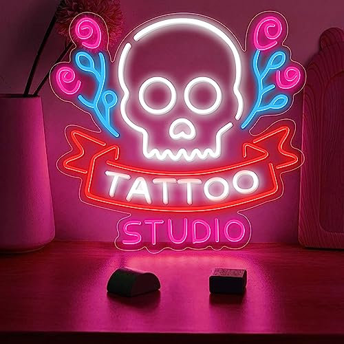 HEVMEVENI Tattoo Studio Neon Sign, Tattoo Parlor Neon Light Decor para Tattoo Salon Party Bar Sign Man Cave Garage Decor Custom Shop Sign