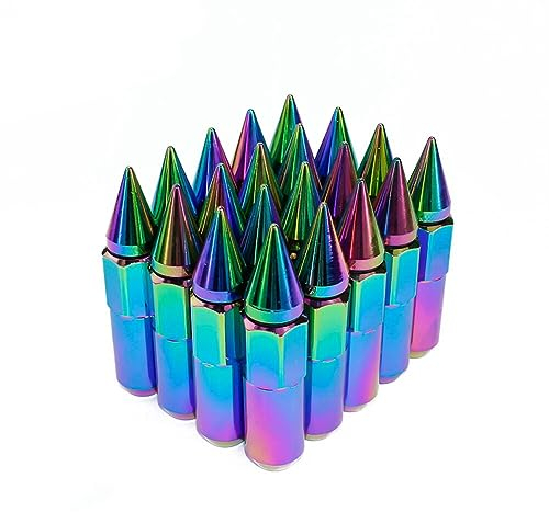 M12 x 1,5 Radmuttern, MoreChioce Aluminium Auto Radschrauben Sechskantmuttern Radverlängerte Radmuttern Radsicherungsmuttern Radbolzen und Kontermutternsatz Universal Auto-Tuning-Zubehör,Bunt