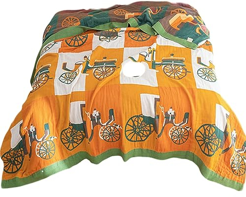 VisLarsc Baumwolldecke, elegant, Heimdekoration, Überwurf, leicht, für Einzelbett, Doppelbett, wendbar, gemütliche Decke für Couch, Bett, Sofa (Kutsche, 200 x 230 cm)