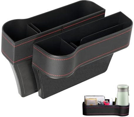 2 Stücke Aufbewahrungsbox für Autositze, Autositz Gap Organizer Storage Box Auto Mittelkonsole, Auto Organizer Vordersitzen Seitentasche Car Seat Leder Aufbewahrung Tasche, Auto Zubehör