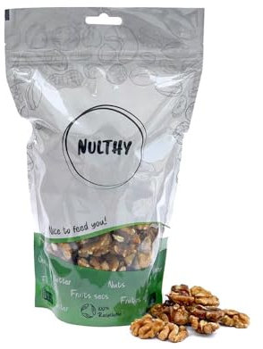 NULTHY - 500gr Nueces Peladas BIO - Frutos Secos Naturales - Frutos Secos BIO - Sin Gluten - Vegano