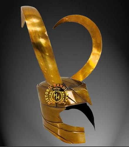 HISTORIC HANDICRAFT Mittelalterlicher Superheld-Loki-Helm, abnehmbare HornsThor Ragnarok-Helm, Rollenspiel, Rüstungshelm mit Ständer für Halloween