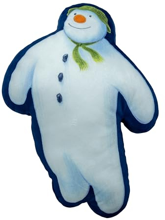 Character World The Snowman Weihnachtskissen, offizielles Lizenzprodukt, Mitternachts-Design, gefülltes Plüschkissen, perfekt für Schlafzimmer oder Gaming-Dekor, 38 x 32 cm