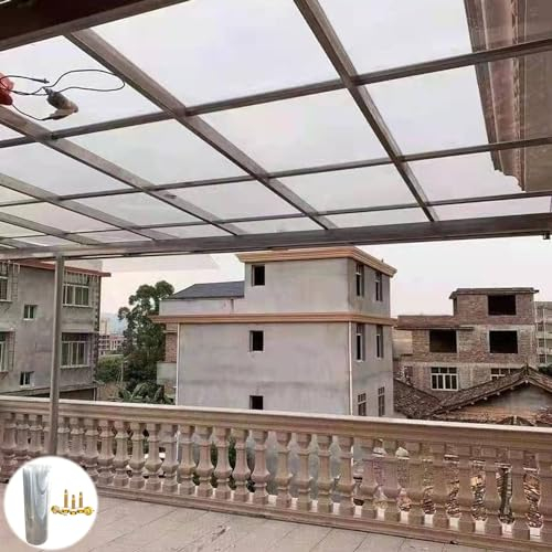 Dachplatte aus Polycarbonat,Klare Dachverkleidungs-Ersatzplatten,Regenfeste Gewächshaus Überdachung,Vordach für Außenbereich,Balkonfenster Sicherer Zaun,Leicht zu Schneiden (0.5 * 10m)