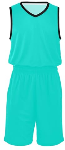 Basketball-Trikot, Shirt und Shorts für Herren, klassisch, schnell trocknend, Sportbekleidung, Herren-Basketballanzug für Mottoparty, Türkis, Blau, XXX-Large